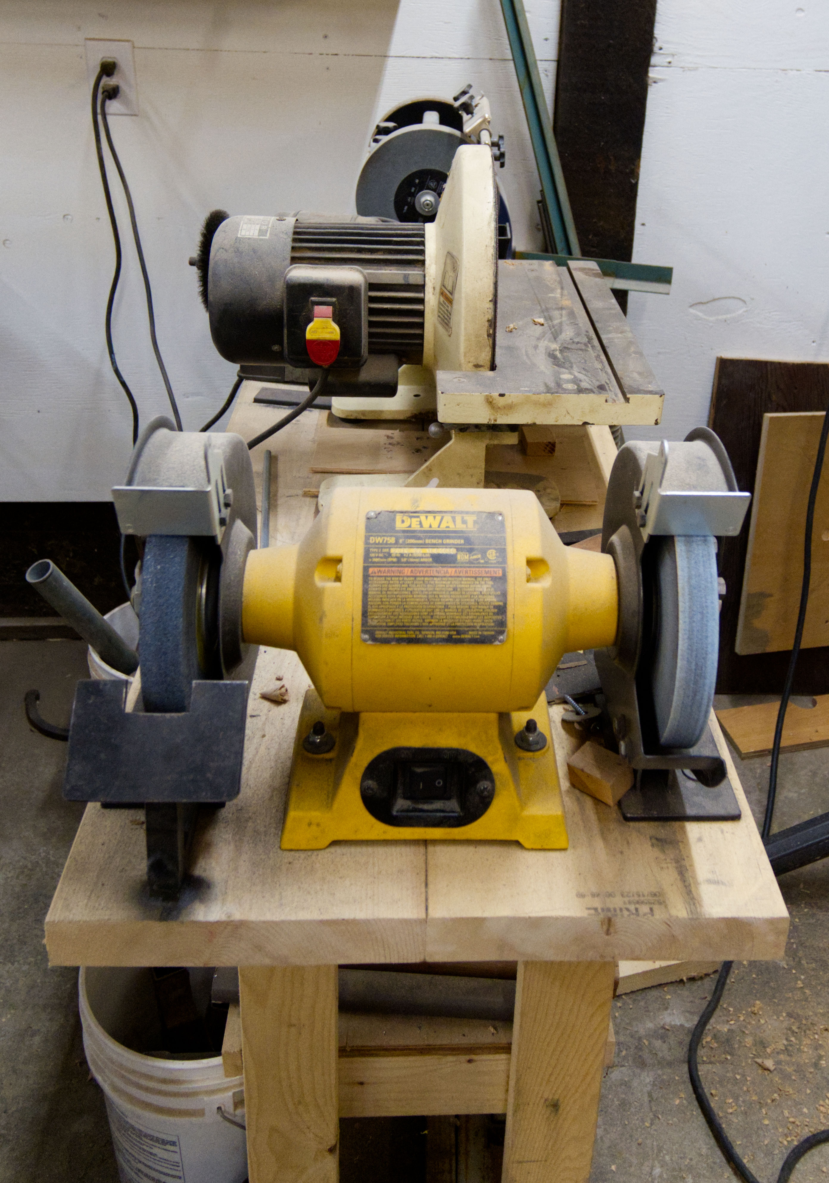 A bench grinder