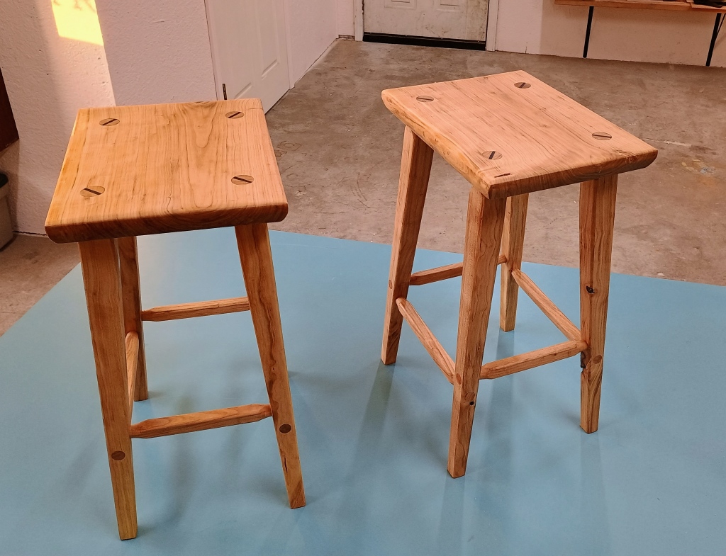 3 completed stools on display