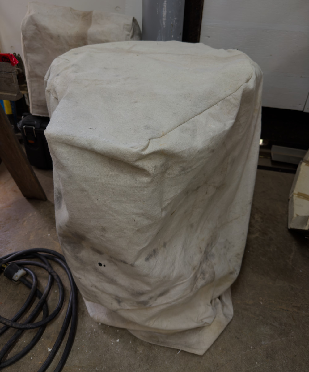 A kiln covered by cloth